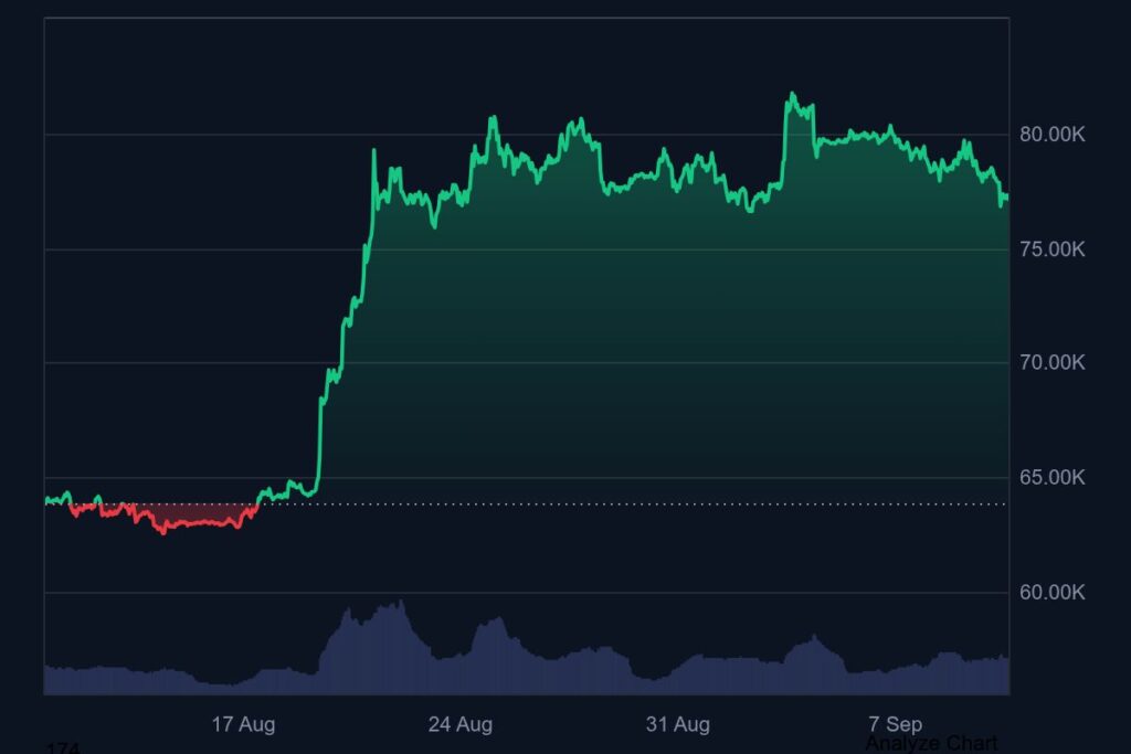 Gráfico de precio de bitcoin.