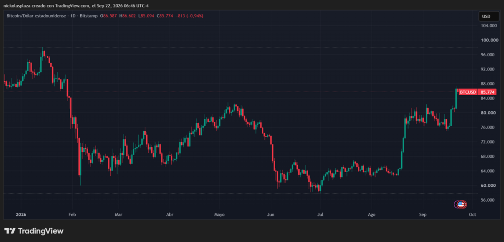 Gráfico del precio de bitcoin.