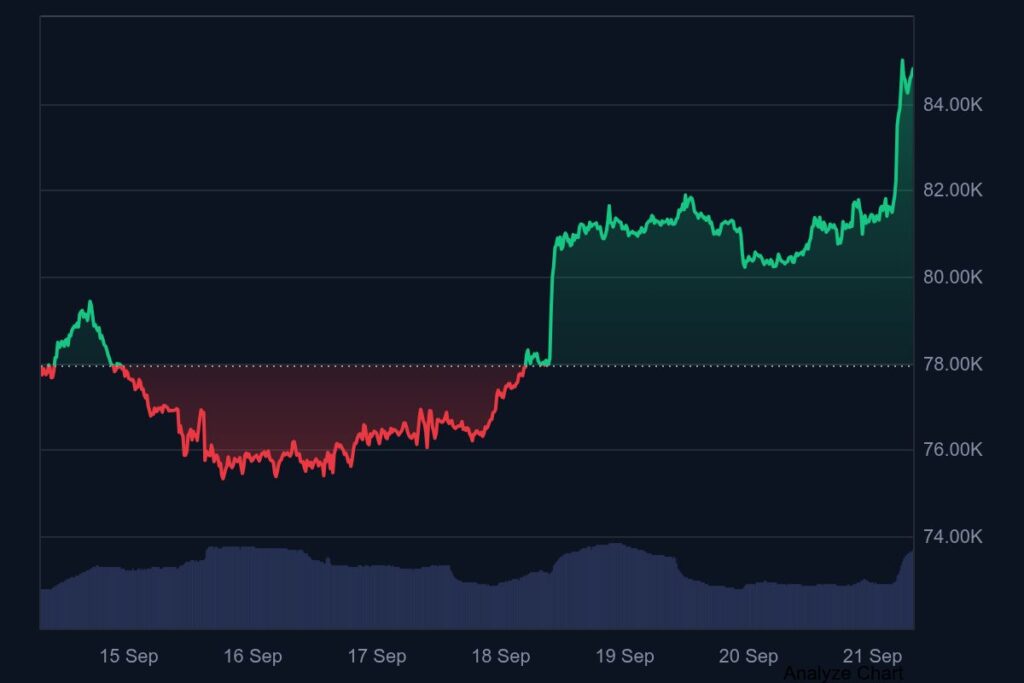Gráfico del precio de bitcoin.