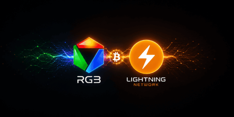 Imagen que combina los logos de RGB y Lightning Network.