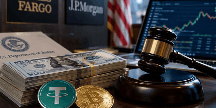 Dolares con la bandera de EE.UU de fondos y moneda de tether y bitfinex