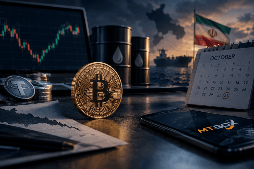 Monedas de bitcoin, estrecho de ormuz, petroleo