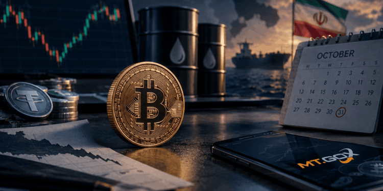 Monedas de bitcoin, estrecho de ormuz, petroleo