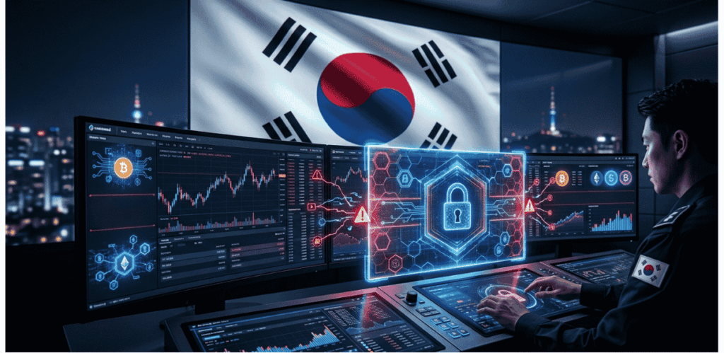 Bandera de Corea del Sur, una autoridad bloqueando.