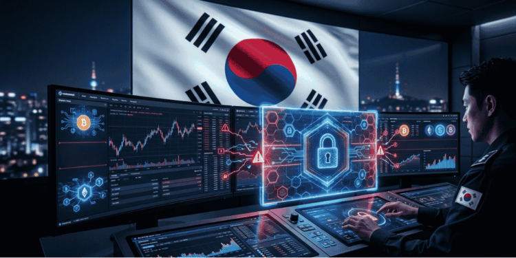 Bandera de Corea del Sur, una autoridad bloqueando.