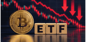 ETF de BTC y gráficos en rojo.
