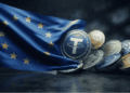 La bandera de la UE expulsando Stablecoins.