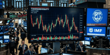 Unas pantallas con la volatilidad de las acciones tokenizadas en el mercado bursatil.