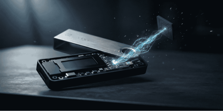 Una wallet de Ledger con un implante.
