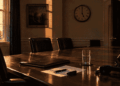 Tres sillas vacías en la sala de reuniones del Comité de Criptomonedas de la Casa Blanca. Sacks, Jung y Witt se fueron en siete meses. Nadie ocupó sus puestos. Fuente: CriptoNoticias / Imagen creada usando ChatGPT.