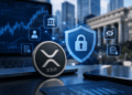 Moneda de Ripple sobre una computadora y un candado