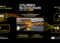 Banner promocional de Colombia Blockchain Week 2026 en Medellín, con imagen del Hotel InterContinental, cifras de asistentes, speakers y empresas, y fechas del 11 y 12 de diciembre.