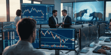 Imagen que representa a analistas observando el precio de bitcoin.
