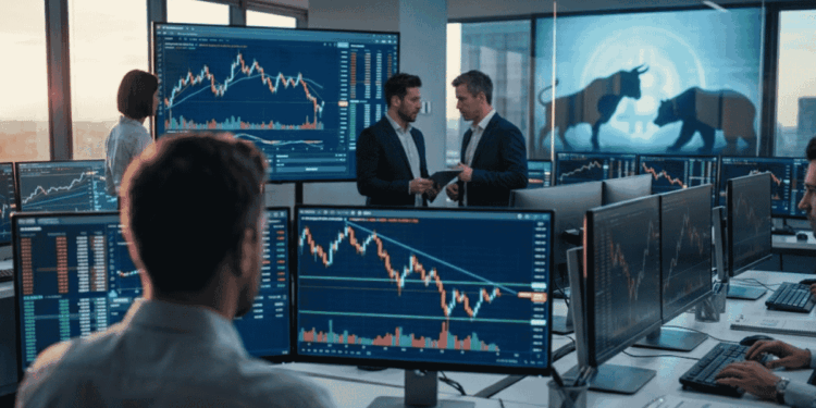 Imagen que representa a analistas observando el precio de bitcoin.