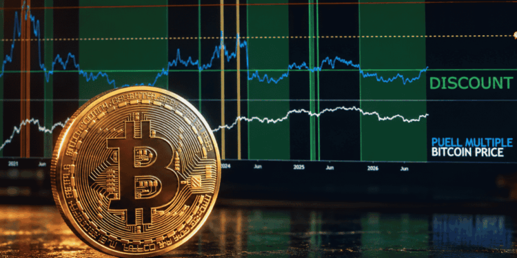 Moneda física de bitcoin y el indicador múltiplo de Puell.