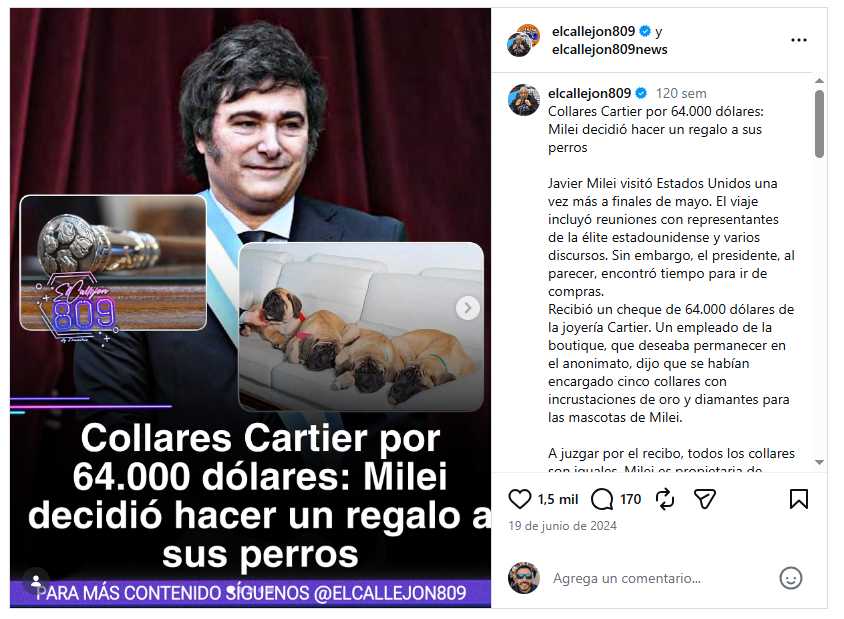 Captura de pantalla de noticia falsa.