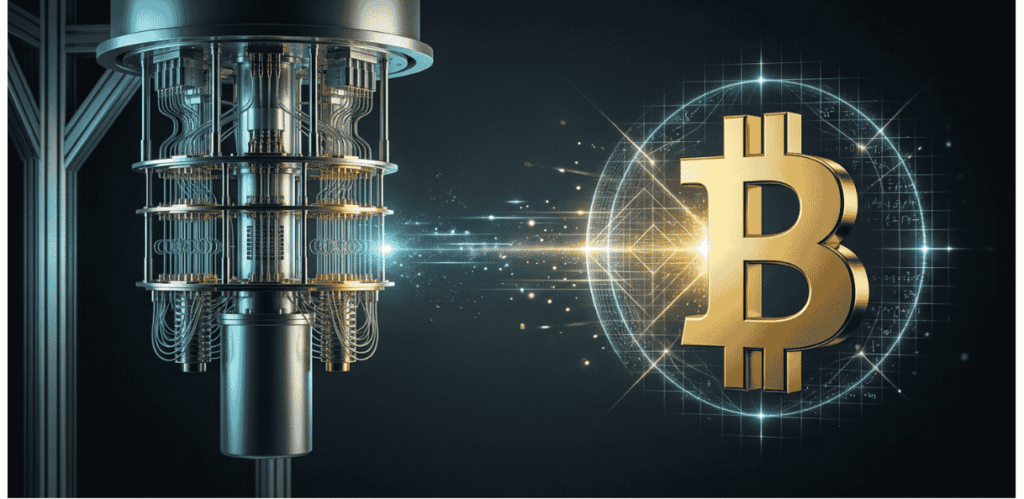 computación cuántica y un BTC protegiéndose.