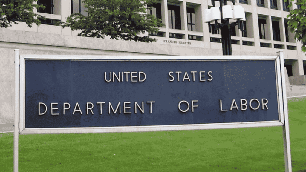 Letrero del Departamento de Trabajo de Estados Unidos.