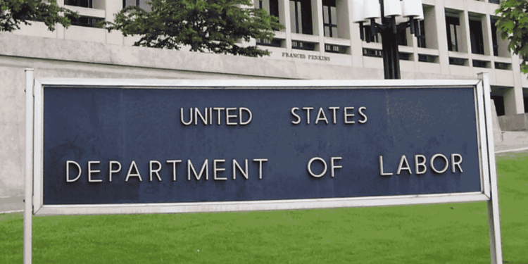 Letrero del Departamento de Trabajo de Estados Unidos.