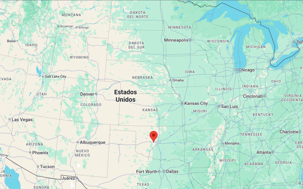 Mapa de la ubicación de El Reno, Oklahoma.