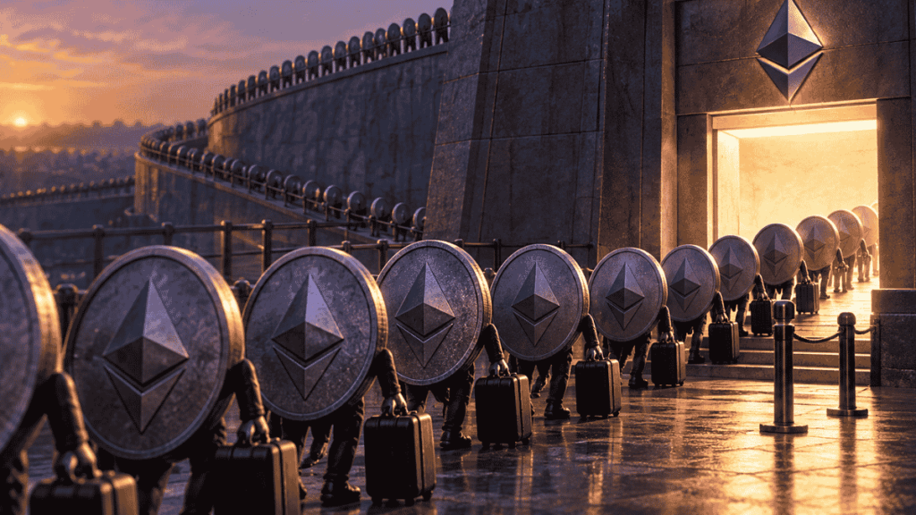 Imagen que simboliza la fila de salida del staking de ETH.