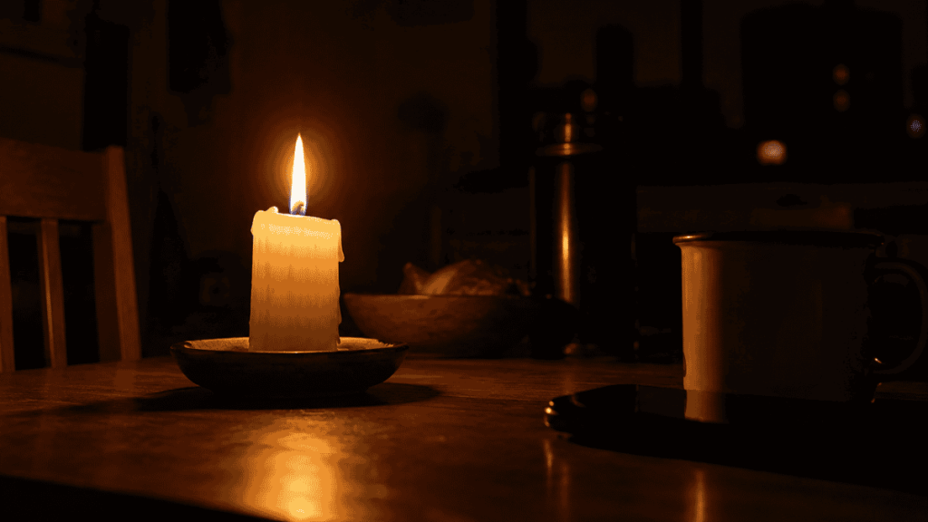 Una vela encendida en el contexto de un corte de luz.