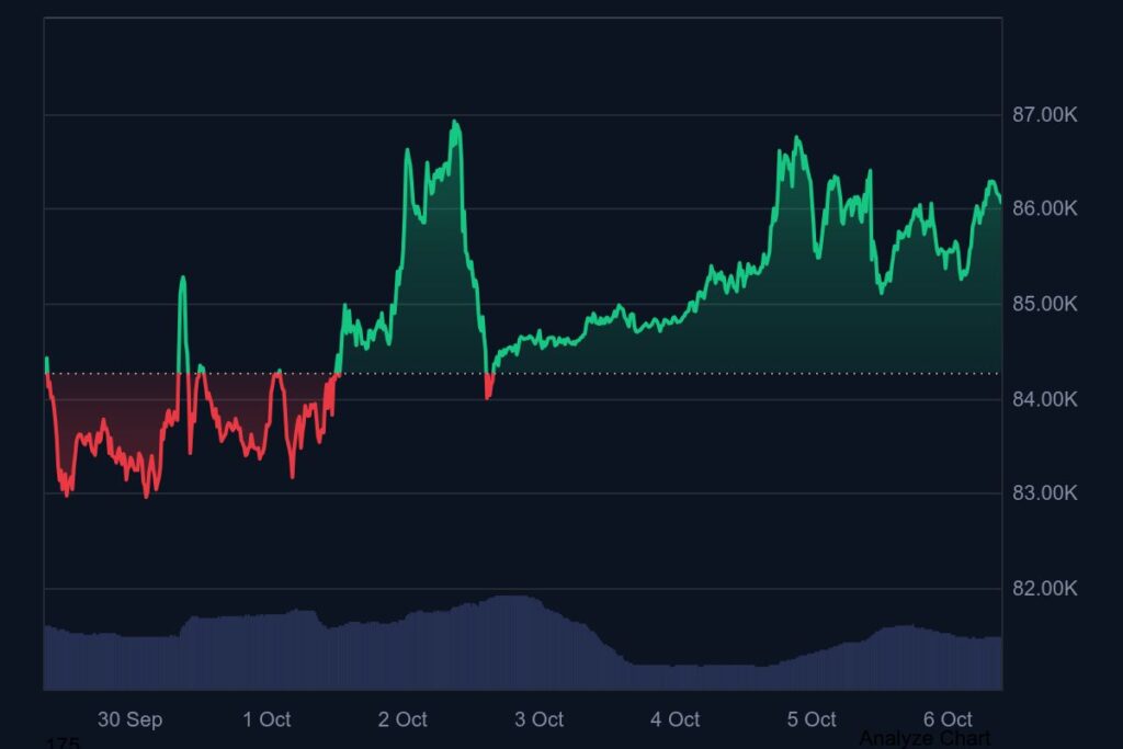 Gráfico de precio de bitcoin.