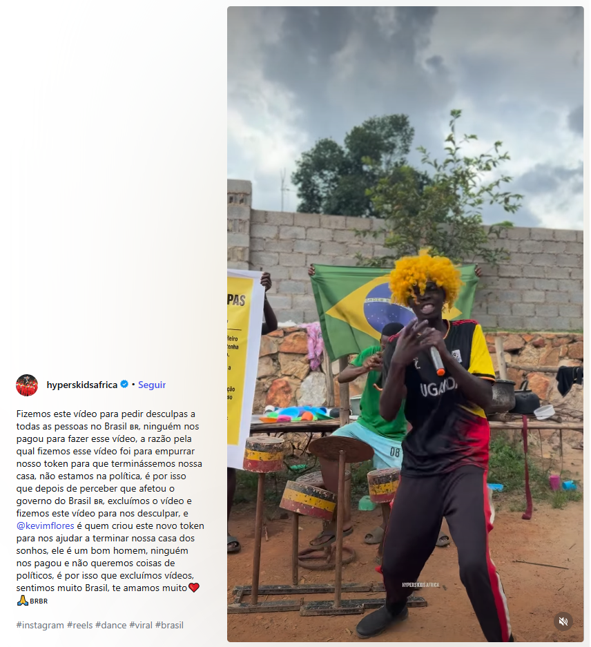 Screenshot de publicación en Instagram de Hyperskidsafrica.