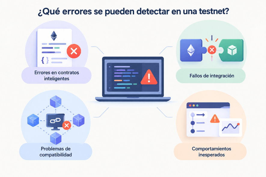 Infografía sobre los errores que se pueden detectar en las testnet.