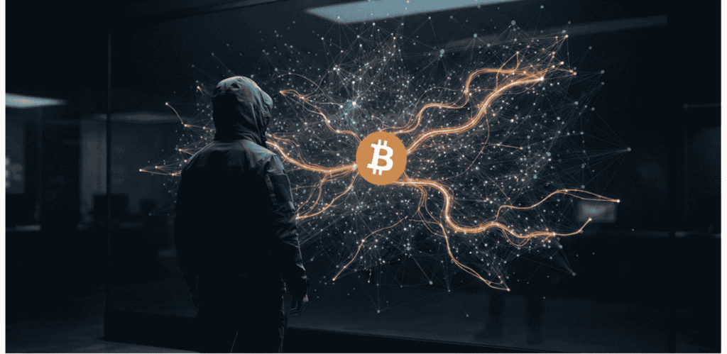 Un hacker visualizando la red de Lightning.