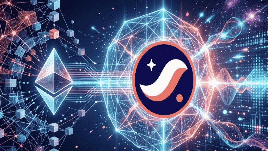 Representación conceptual de Starknet separándose de la red principal de Ethereum para establecerse como una cadena de bloques autónoma y blindada contra amenazas cuánticas.