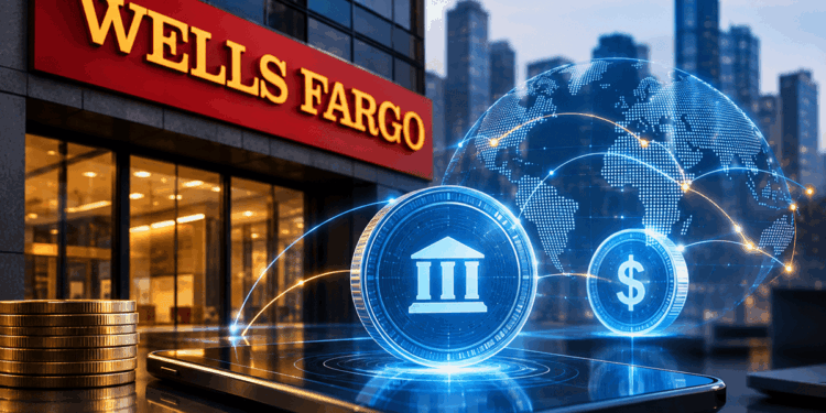 Imagen de wells fargo con una ciudad de fondos y moneda de stablecoin